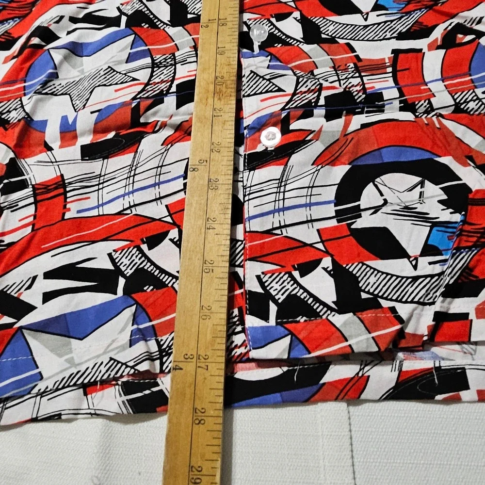 Marvel‎ Captain America Shield Graphic Shirt Button Down Short Sleeve Mens Small - Picture 2 of 8